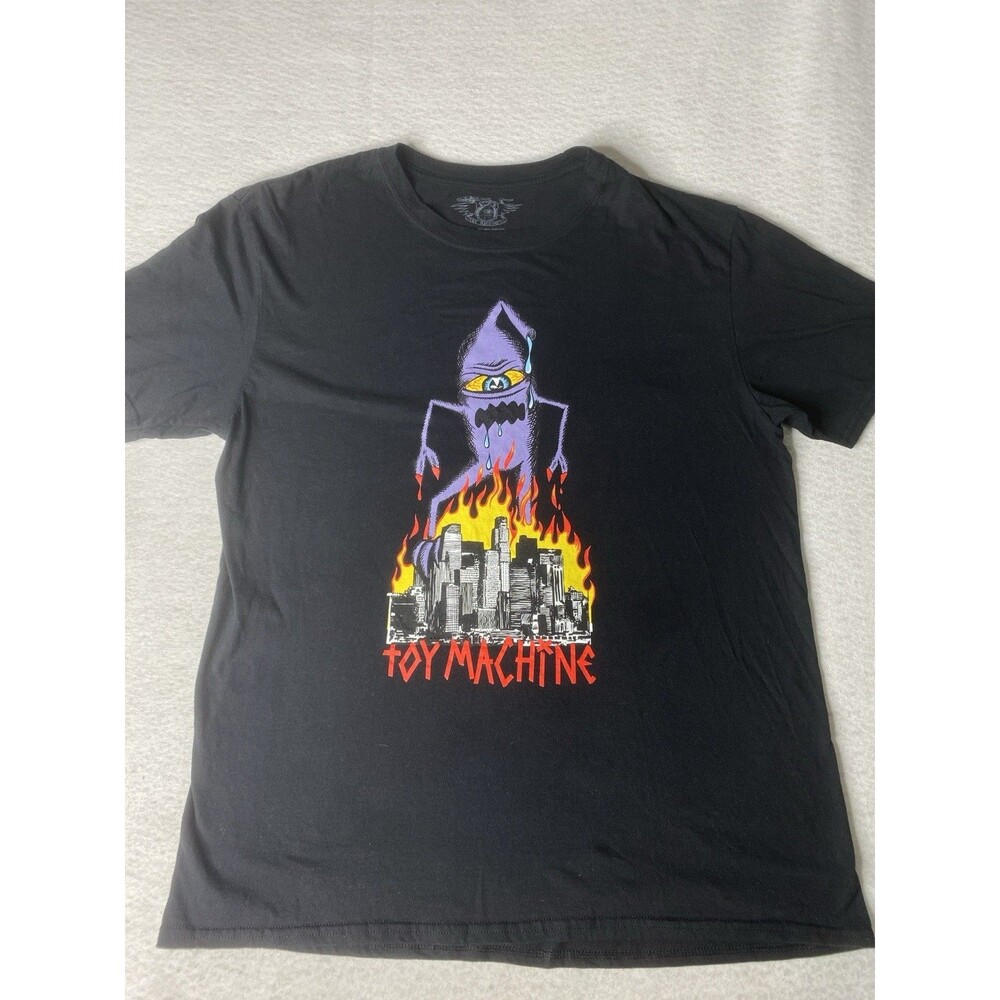 Vintage Toy Machine Sect Eye Burning Skyline Skater T-shirt Size XL Y2K Shirt